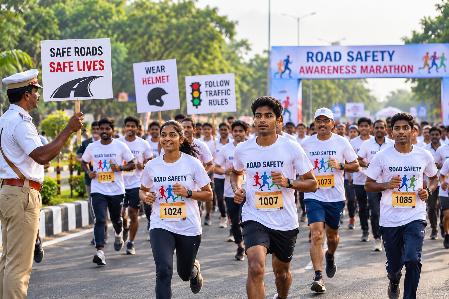 Road safety awareness marathon in Nagapattinam