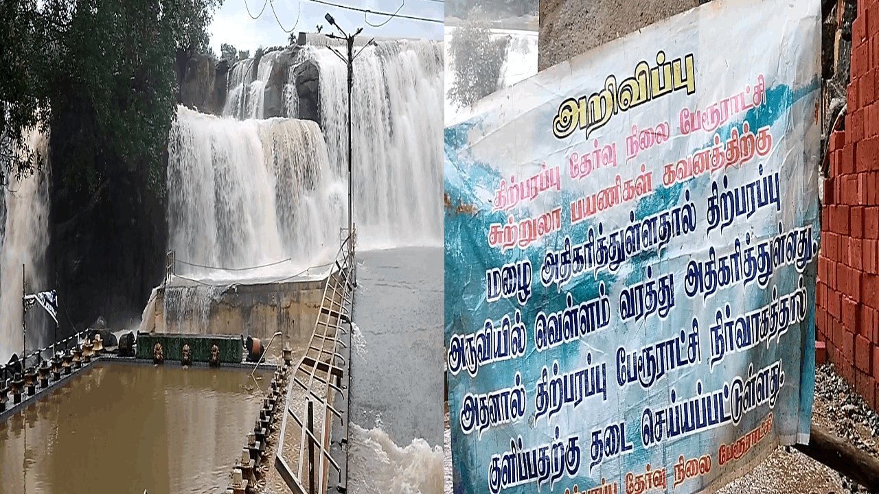  தொடர் மழை காரணமாக திற்பரப்பு அருவியில் வெள்ளப்பெருக்கு.. சுற்றுலா பயணிகள் குளிக்கத் தடை!