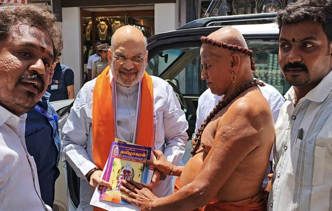 மீனாட்சி அம்மனை வழிபட்ட அமித்ஷா – உற்சாகமாக வரவேற்ற மதுரை ஆதீனம்