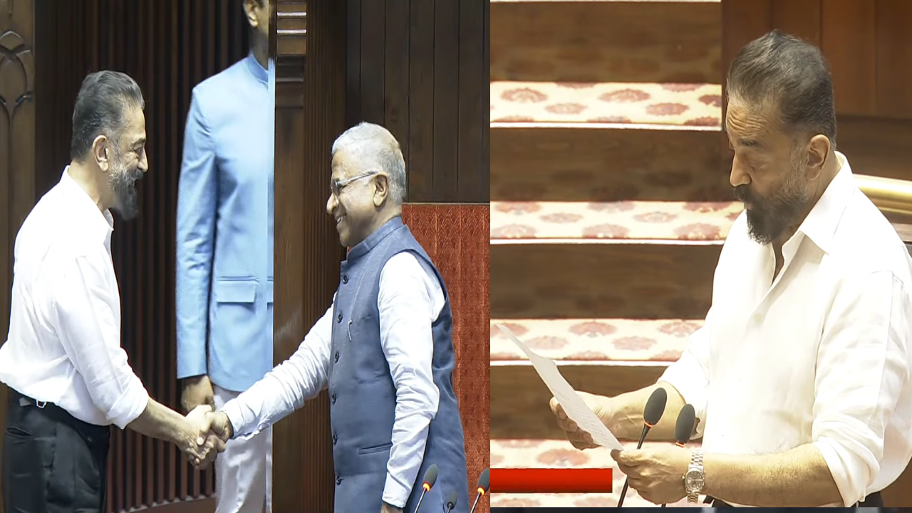 மாநிலங்களவை எம்.பி-யாக பதவியேற்றார் கமல்ஹாசன்..தமிழில் உறுதிமொழி ஏற்பு!