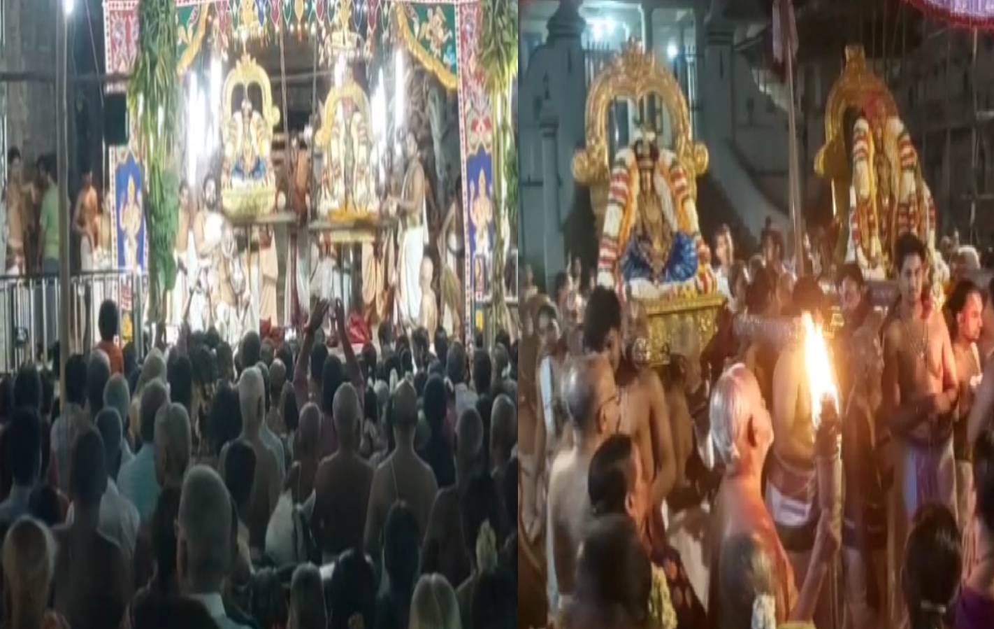 ஊஞ்சல் சேவையில் வரதராஜ பெருமாள்! - காஞ்சிபுரம் கோவிலில் நவராத்திரி உற்சவம் கோலாகலம்!