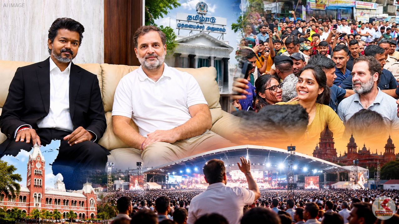 விஜய் – ராகுல்காந்தி நேருக்கு நேர் சந்திப்பு ! அரசியல் வட்டாரத்தில் கிளம்பும் கேள்விகள்!