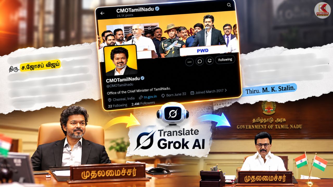 தமிழில் முதலமைச்சர் விஜய் ! ஆங்கிலத்தில் CM M.K.Stalin ! CMOTAMILNADU பக்கத்தில் Grok AI-யின் சம்பவம் !