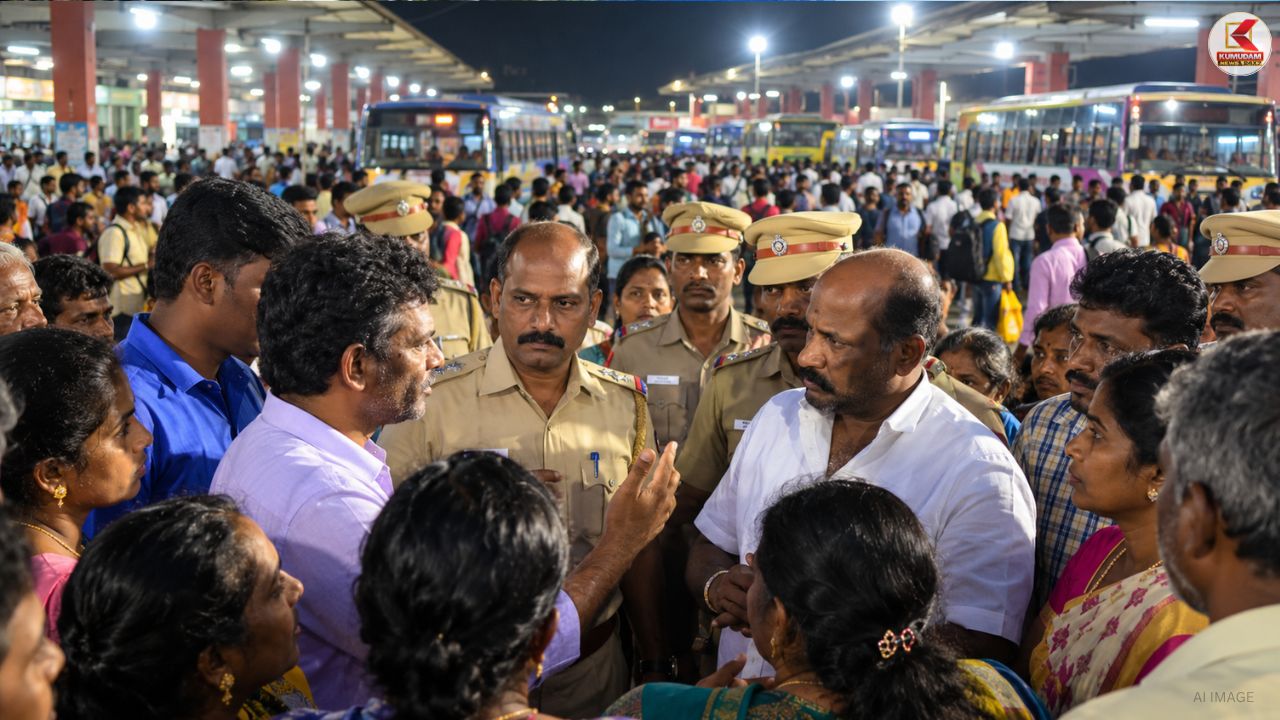 மறைமலைநகரில் பரபரப்பு ! பேருந்து நிலையம் அமைக்கக்கூடாது ! அமைச்சரை முற்றுகையிட்ட மக்கள் !